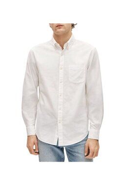 NWT J.Crew Broken-In Oxford Shirt Mens M White Organic Cotton Classic Office